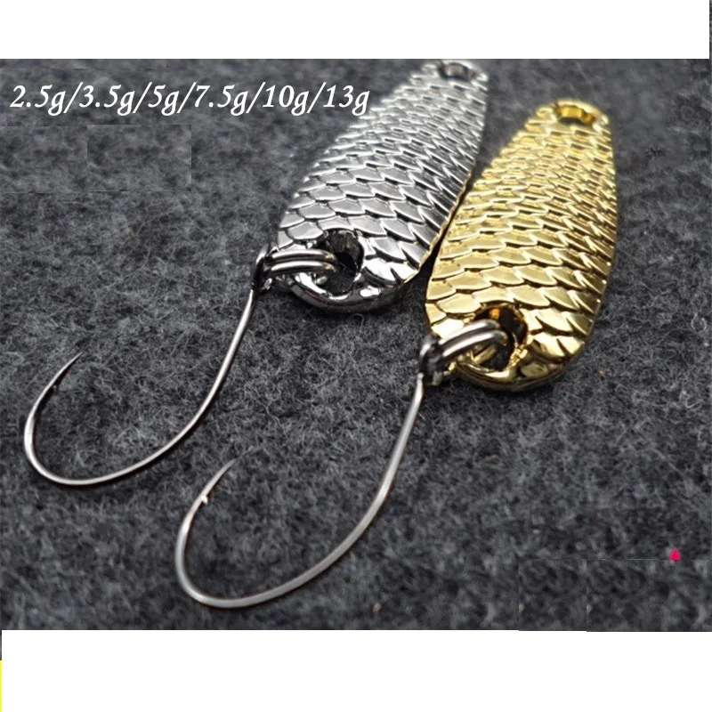 Gold Metal Sequins Fishing Lure Spoon Lure Noise Paillette Hard Baits Treble Hook Pesca Fishing Tackle