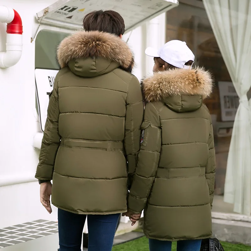 

Outercoat Men/Women Winter Down Jacket Couple Coat Fashion Thicken Warm FuCotton-padded Zippered Fur Collar The Students