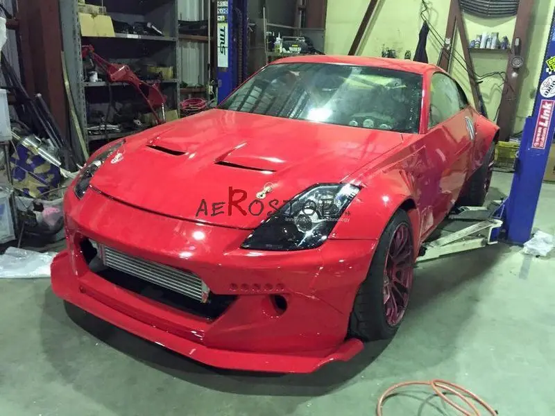 

350Z ROCKET BUNNY WIDE AERO STYLE FRONT BUMPER LIP W/ SPLITTER ROD FRP FIBER GLASS
