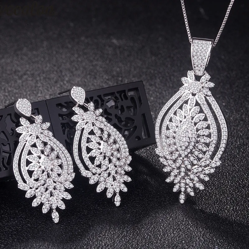 

vecalon Luxury Brand White Gold Filled Jewelry Sets Luxury AAAAA Cz Wedding Engagement Bridal Sets For Women G