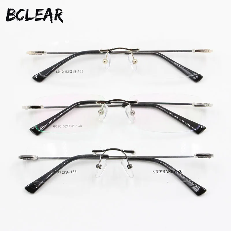 

BCLEAR Flexible Memory Metal Rimless Eyeglasses Frame for Men and Women Ultralight Glasses Optical Frame