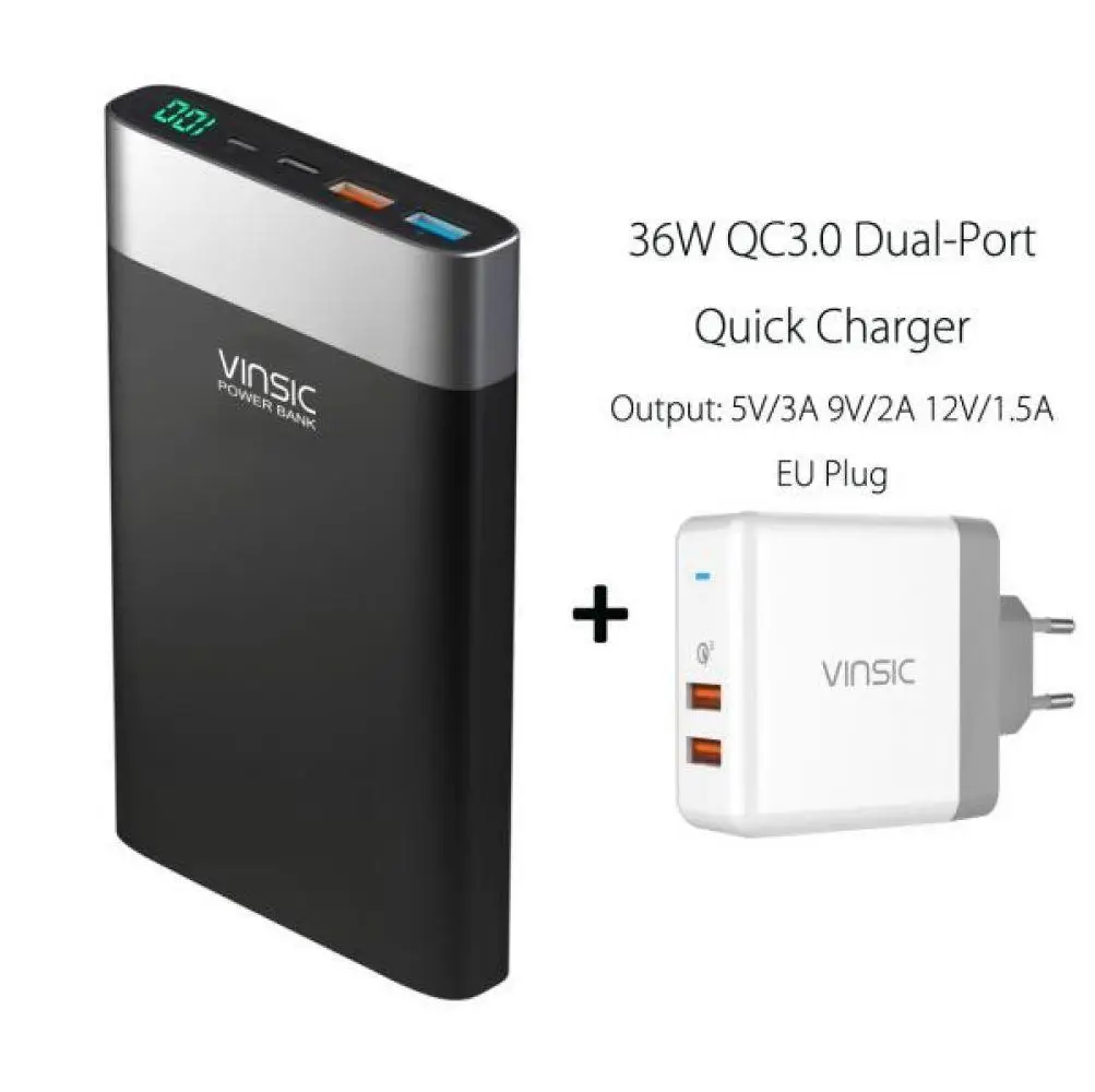 Vinsic 20000 mAh power Bank Быстрая зарядка 3,0 двухсторонняя Быстрая зарядка type-C двойное зарядное устройство USB для i Phone X 8 8 Plus MI - Цвет: 11