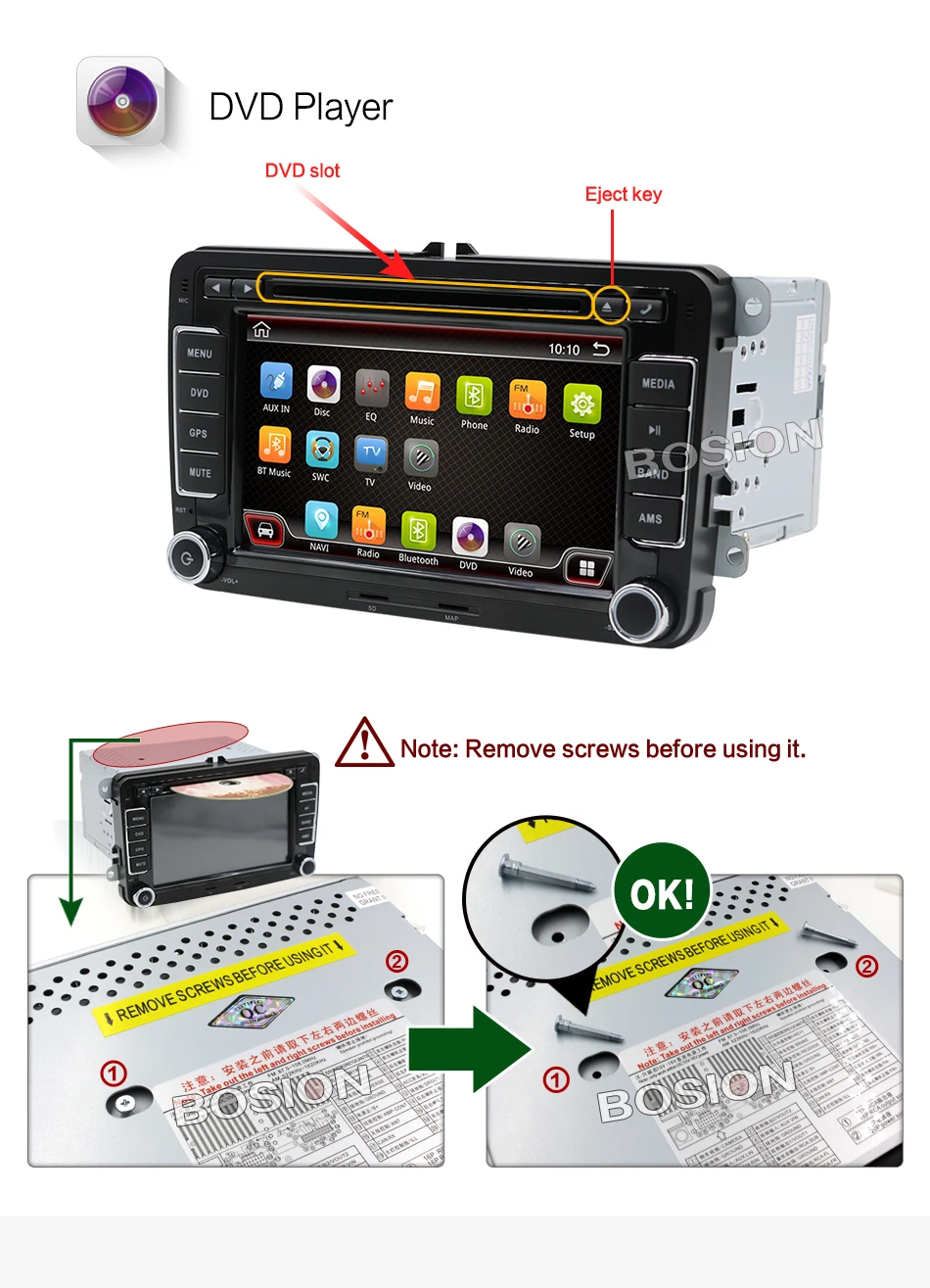 Bosion Android автомобильный DVD gps навигация Wifi+ Bluetooth+ радио Авторадио 2 Din для Volkswagen GOLF 4 5 6 POLO PASSAT Turan TIGUAN