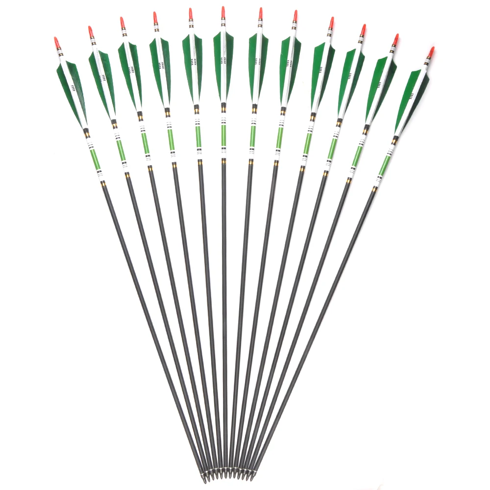 6/12/24 шт. 30 дюймов позвоночника 500 Диаметр 7,6 мм углерода стрелки для соединения/перелечивание лук Охота стрельба из лука