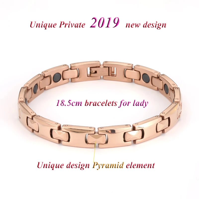 2019 fashion pyramid jewelry woman Charm designer Bangles rose gold color 18.5cm magnetic bracelets for women (7)