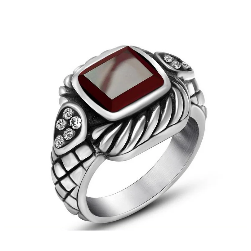 fashion new stainless steel mens rings red wedding rings for men vintage opal jewelry high quality - Red Wedding Rings fashion new stainless steel mens rings red wedding rings for men vintage opal jewelry high quality - Red Wedding Rings