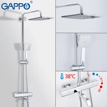 GAPPO Shower System thermostatic shower faucet chrome basin mixer waterfall bath mixer rain shower set rain shower system shower system thermostatic bath bathroom mixer shower set twin head square chrome 40x40cm hand shower