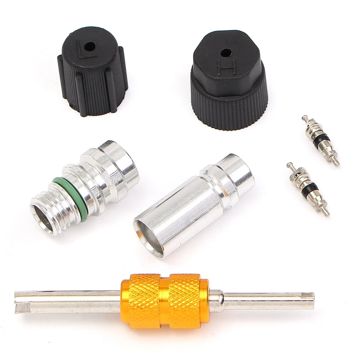 Car Air Conditioning Valve Core A/C System Caps Valve Service Kit