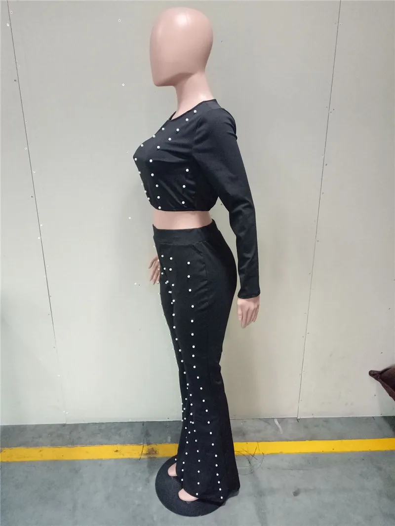 fashion beading women pants 2 piece set-10