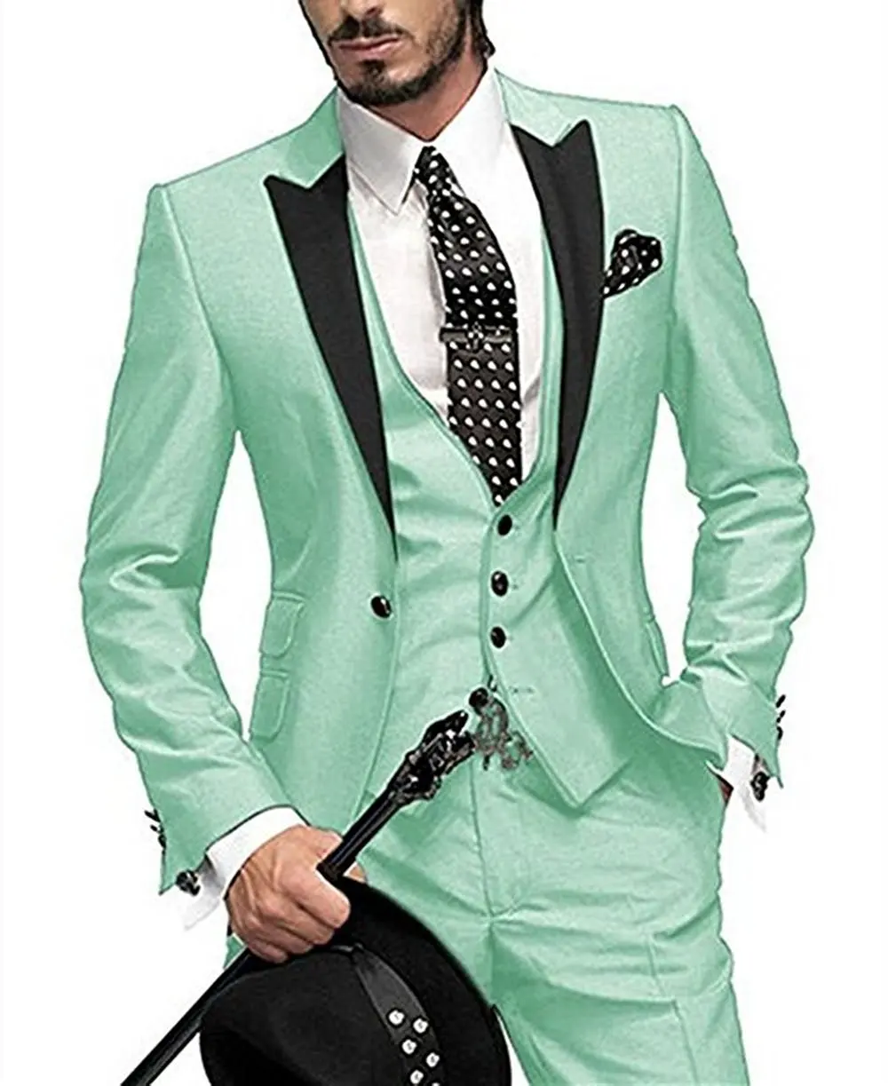 

Men's Suit Slim Fit One Button 3 Pieces Custom Made!! Gentle-Mens Wedding Suits Groom Tuxedo terno masculino (Jacket+Pants+Vest)