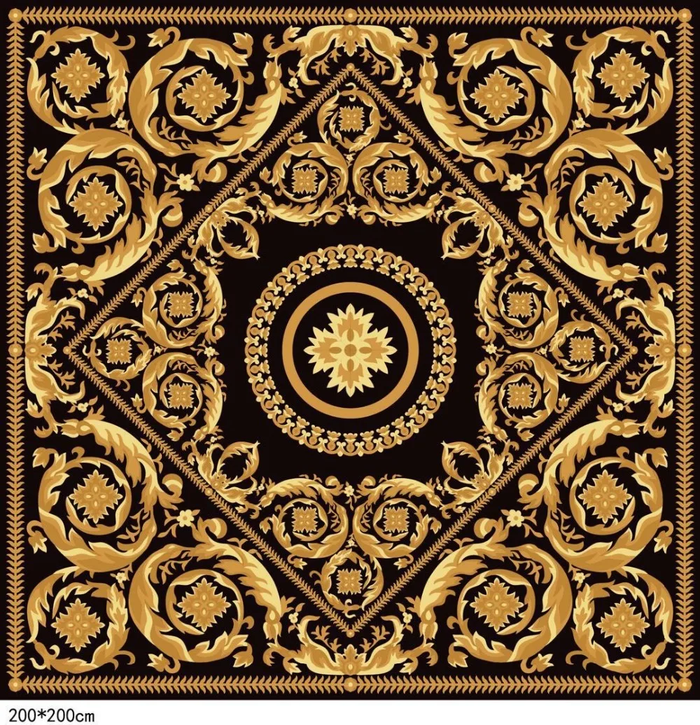 

2 x 2 m Arcylic Carpet Rug, Customized Carpet Gold Flower pattern, MD-ACR08,Sofa Area living room Rug