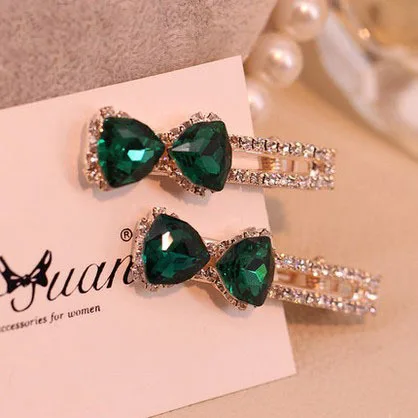 

2017 New Fashion Women Korean Fashion bowknot Crystal Rhinestone Barrette Hairpin Gril Hair Clip Accessories Wholesale