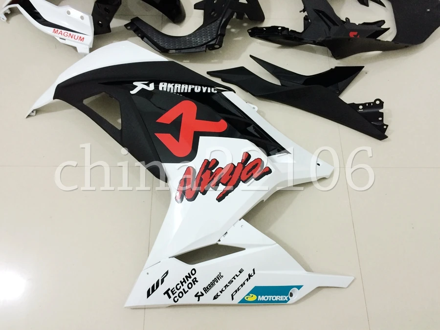 АБС Кузов обтекатель комплект для Kawasaki Ninja300 EX300 2013- 13 14 15 16 17 Обтекатели литья под давлением под заказ белый черный