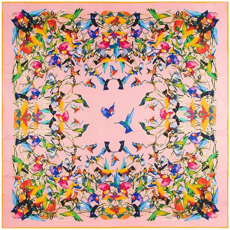 

Colors Hummingbird type Twill weave 130*130cm silk large scarf women square scarves tassel lady fashion female scarf accessories