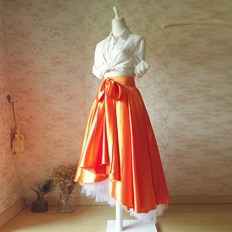 orange maxi skirt outfit