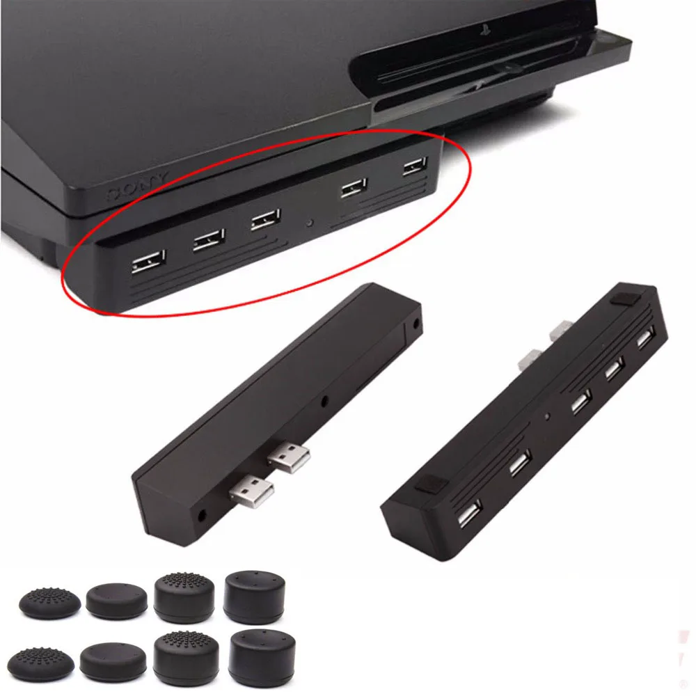 

5 Port USB Hub 2.0 High Speed Expander Adapter Converter for Playstation PS3 & Sony PS3 Slim Console 2 To 5 5X USB Hub W/ Caps
