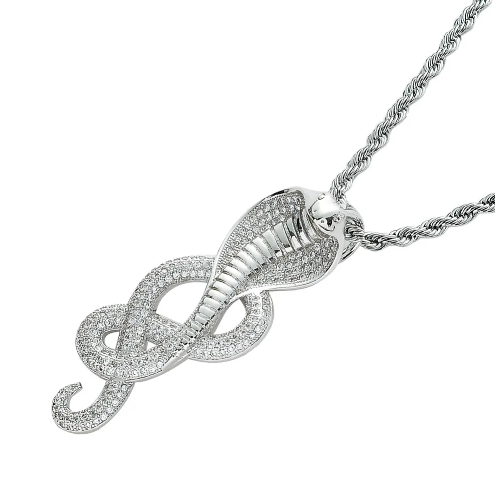 Ожерелье со змеиным кулоном из латуни AAA CZ Cobra, мужское хип-хоп ювелирное женское ожерелье CN086