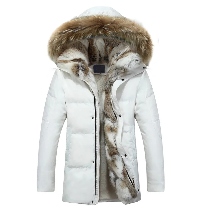 Rabbit Fur Collar Parka Duck Down Jacket Men Warm Thickness Winter Jacket Male Wool Liner Long Coats Hooded Feather Size 5XL Rabbit Fur Collar Parka Duck Down Jacket Men Warm Thickness Winter Jacket Male Wool Liner Long Coats Hooded Feather Size 5XL