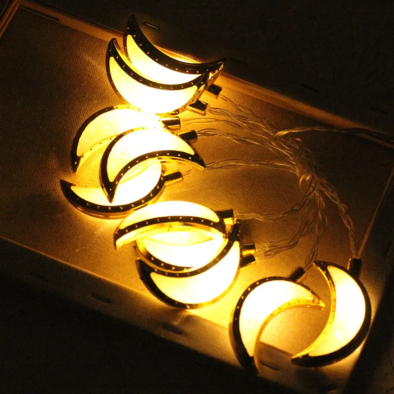 

Eid Mubarak Islamic Decor 1.65M/3M LED String Light Golden Moon Home Decor Lantern For Muslim Ramadan Party Gift Decoration