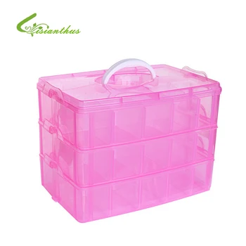 

Transparent 3 Layers 30 Grids Cosmetic Container Hand Carry Storage Box Plastic Case Jewelry Trinket Storage Box Tool Organizer