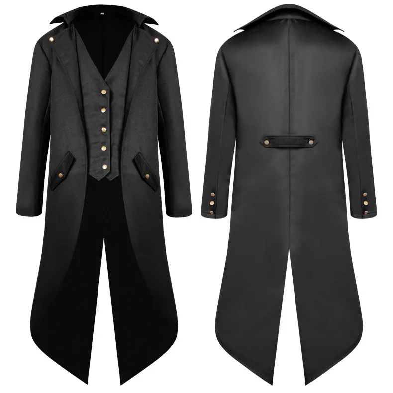Мужское модное пальто стимпанк винтажный пиджак-фрак готическое викторианское платье пальто костюм Топы Длинные Косплей костюмы вечерние тонкие платья