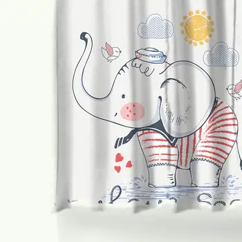 

Home Custom Lovely Animals Pattern Waterproof Polyester Fabric Bathroom Shower Curtain Set with Anti-slip Bath Mat