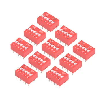 

UXCELL 10Pcs 1-5/6 Positions Red DIP Switches Horizontal 2.54mm Pitch for Circuit Breadboards PCB and All Pcb Projects Switches