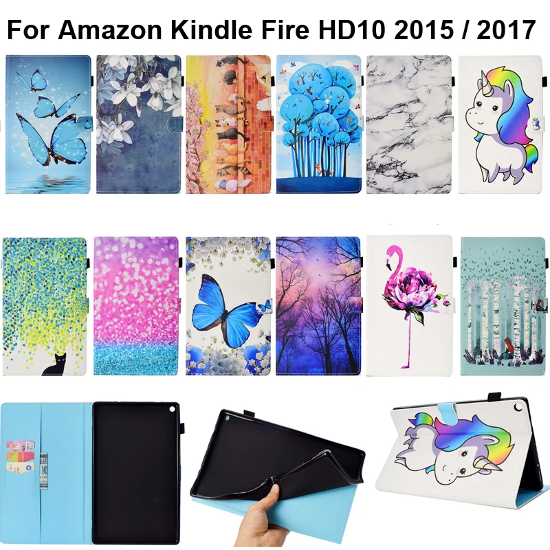 

For Amazon Kindle Fire HD 10 2017 Case Bag KindleFireHD10 2015 Pouch Card Slot Holder Soft TPU Silicone Anti Knock Stand Cover