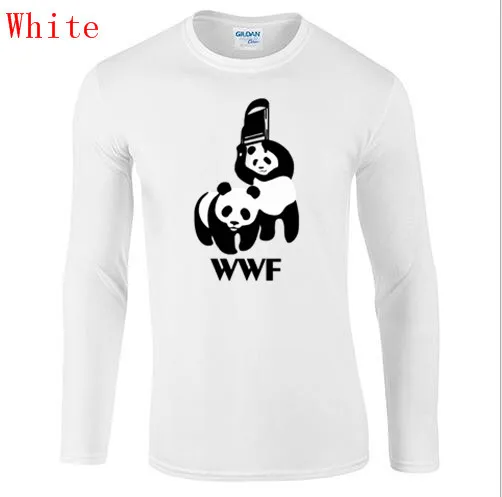 شحن مجاني WEWANLD WWF المصارعة الباندا الكوميديا بارد Camiseta طويل كم T قميص الرجال T قميص الصيف أزياء مضحك طويلة كم