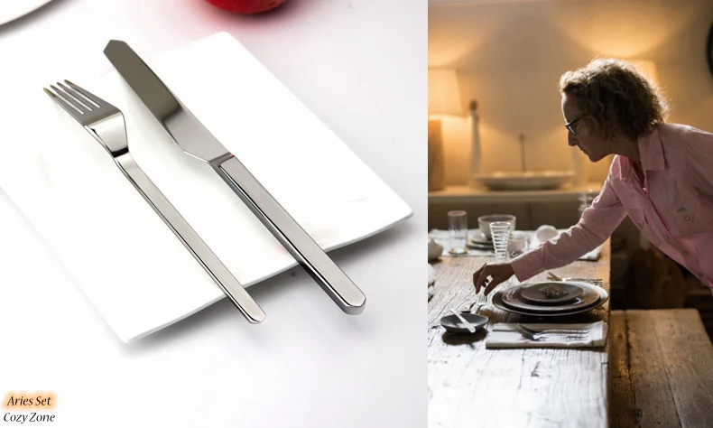 Уютный зоны набор столовых приборов Нержавеющая сталь набор посуды 24 шт. посуда Кухня серебро Западная классический Ножи вилка набор столовой