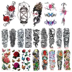 Временные татуировки наклейки водонепроницаемые Переводные татуировки для боди-арта Красочные цветы крутые 3D Временные Татуировки