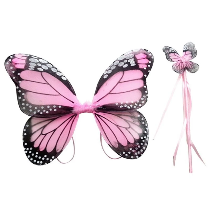 

Double Folding Butterfly Wings Fairy Stick Props Children Costumes Suit Home Garden Festive Party Supplies New 0259