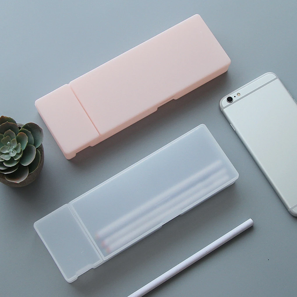 

FangNymph Simple Transparent pencil case Frosted Plastic Pencil Pens storage box stationery Office Supplies