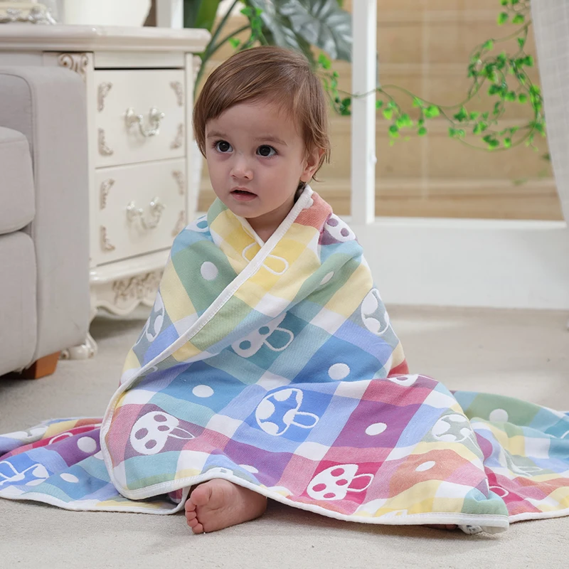 

High Quailty Cotton Muslin Balnket Baby Blankets Newborn Soft Breathable Kids Quilt Cartoon Bath Towel Baby Muslin Swaddle Wrap