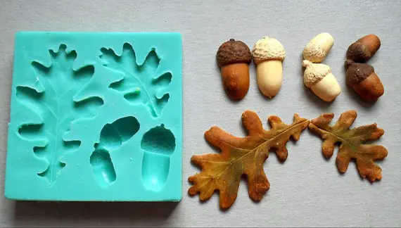 

Fondant Cake Silicone Mould forest acorns leaves Sugarcraft Cake Decorating Fondant fimo mold food grade for cake decorations