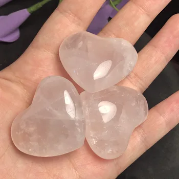 

Natural colorful rose powder crystal heart shape massage quartz crystal and mineral reiki healing