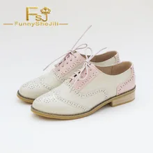 Розовый и цвета слоновой кости два тона Wingtip обувь со шнуровкой на плоской подошве оксфорды мелкой щедрый привлекательный несравненный Благородный Сексуальная FSJ элегантный
