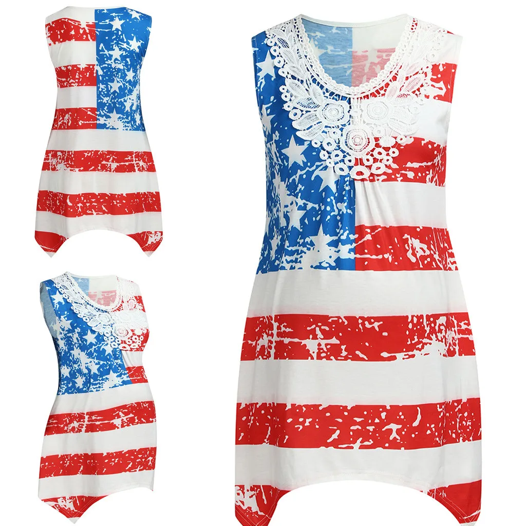 

Maternity Sleeveless Tops Print Long Pattern Contrast American Flag Clothes Vest Flag Day 4th Of July Summer Tops Pregnancy