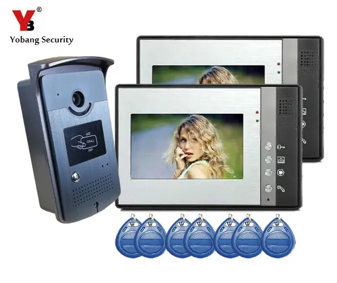 

YobangSecurity 7 Inch Video Door Phone Doorbell Entry Intercom System Kit with 1-camera 2 monitor Unlock Rainproof Home Security