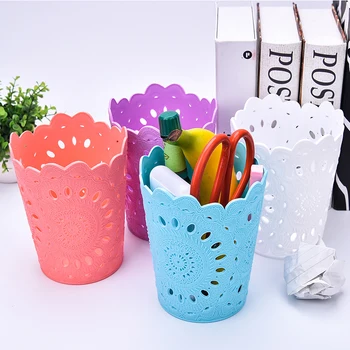 

Creative Plastic Hollow Storage Basket Organizer Home Living Room Bedroom Desktop Debris Small Items Storage Finishing Basket