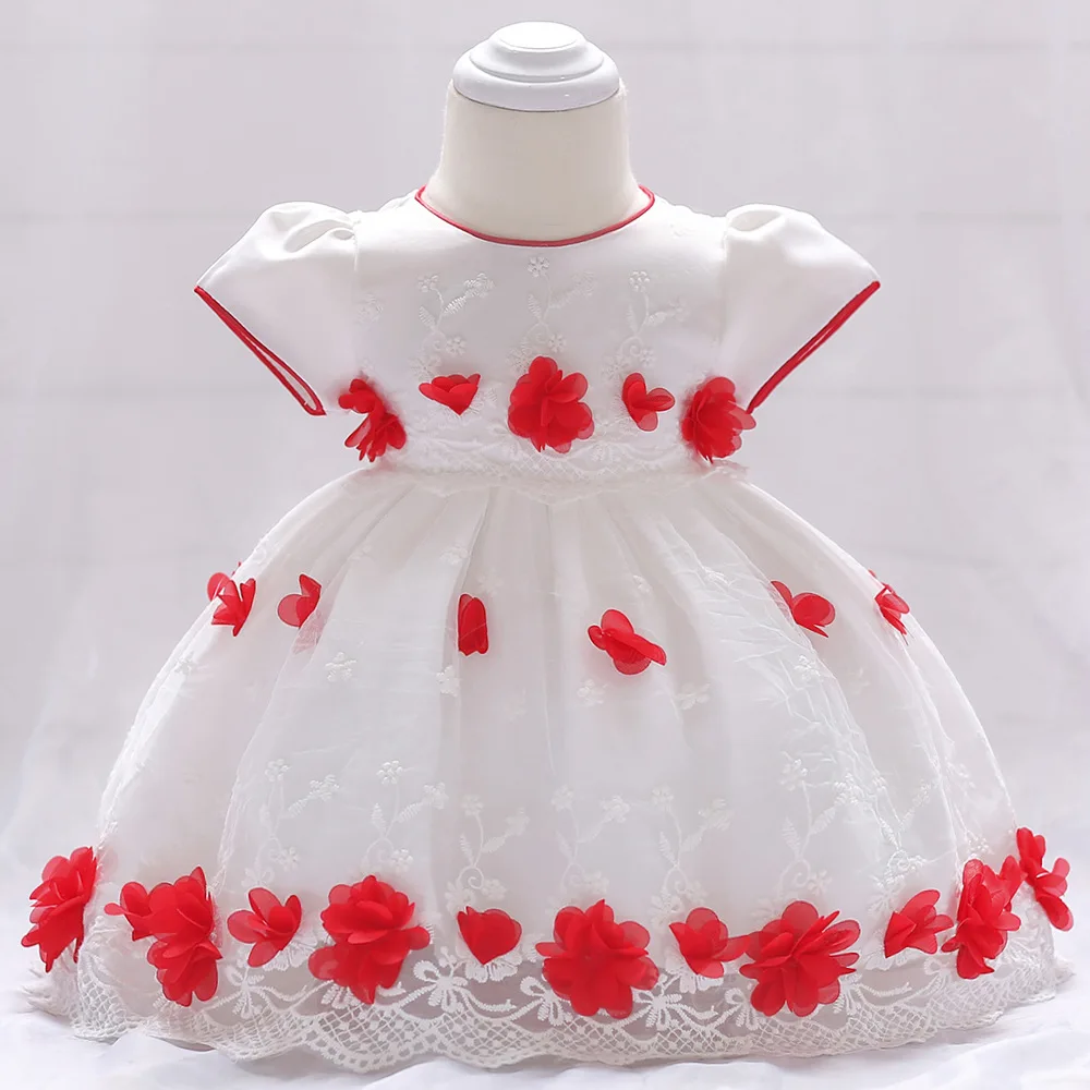 Petal Lace Baby Full Moon Dress Flower Short Sleeve Girl Birthday | Детская одежда и обувь