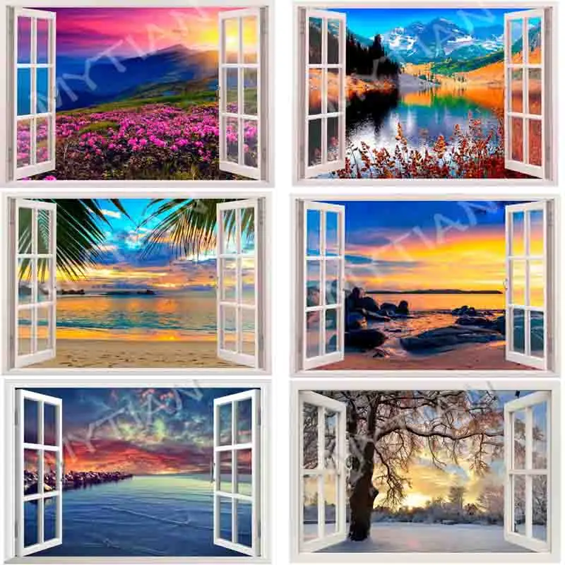 

New landscape outside the window wedding decor full Embroidery Pattern resin diamond 5D DIY paintings 3D Cross stitch kit mosaic