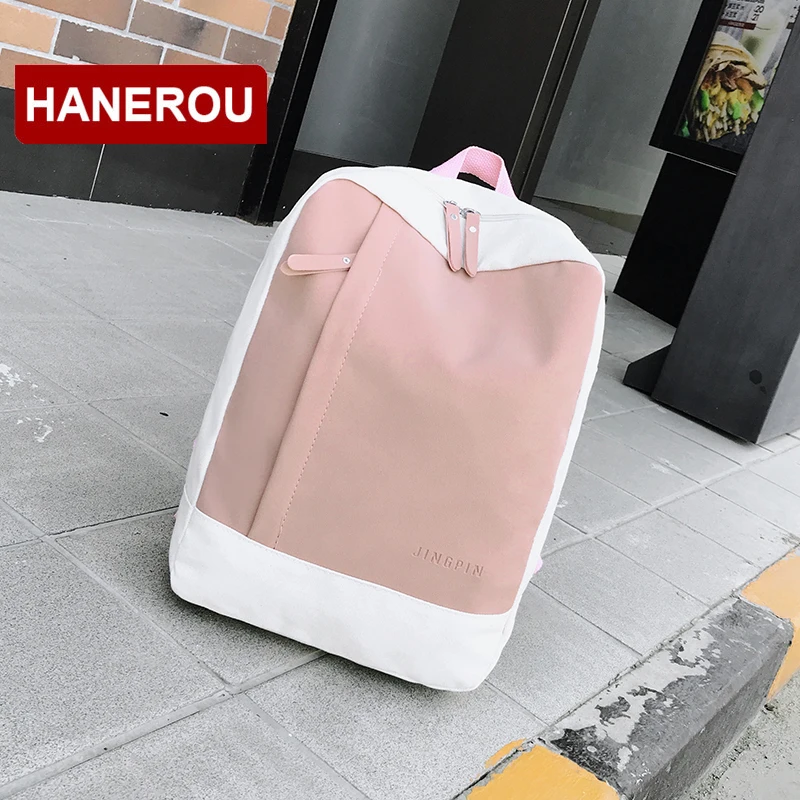 

HANEROU Fashion Women Backpack For School Teenagers Girls Ladies Canvas Backpacks Scrub Bags Panelled Women School Bag Back Bag