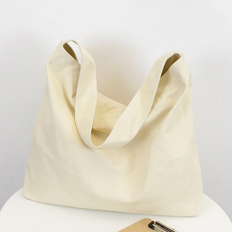 

Women Big Canvas Shopping Bag Reusable Soild Extra Large Tote Grocery Bag Eco Environmental Shopper Shoulder Bags For Young Girl