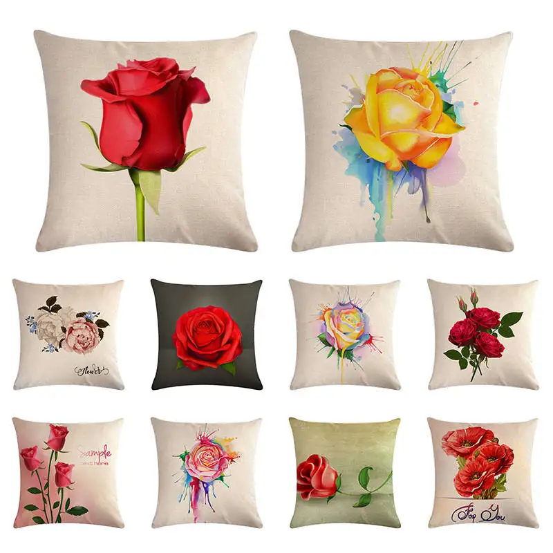 Оптовая продажа наволочки винтажные потертые шикарные красные розы для подушек