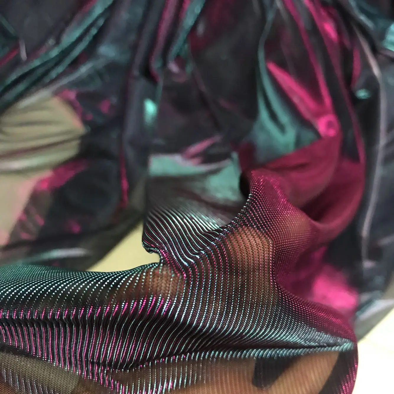 100x130cm Rose-blue Gradient Laser Electro-optic Metallic Color Elastic Cloth Mesh Fabric Tulle Party Decoration Fabrics