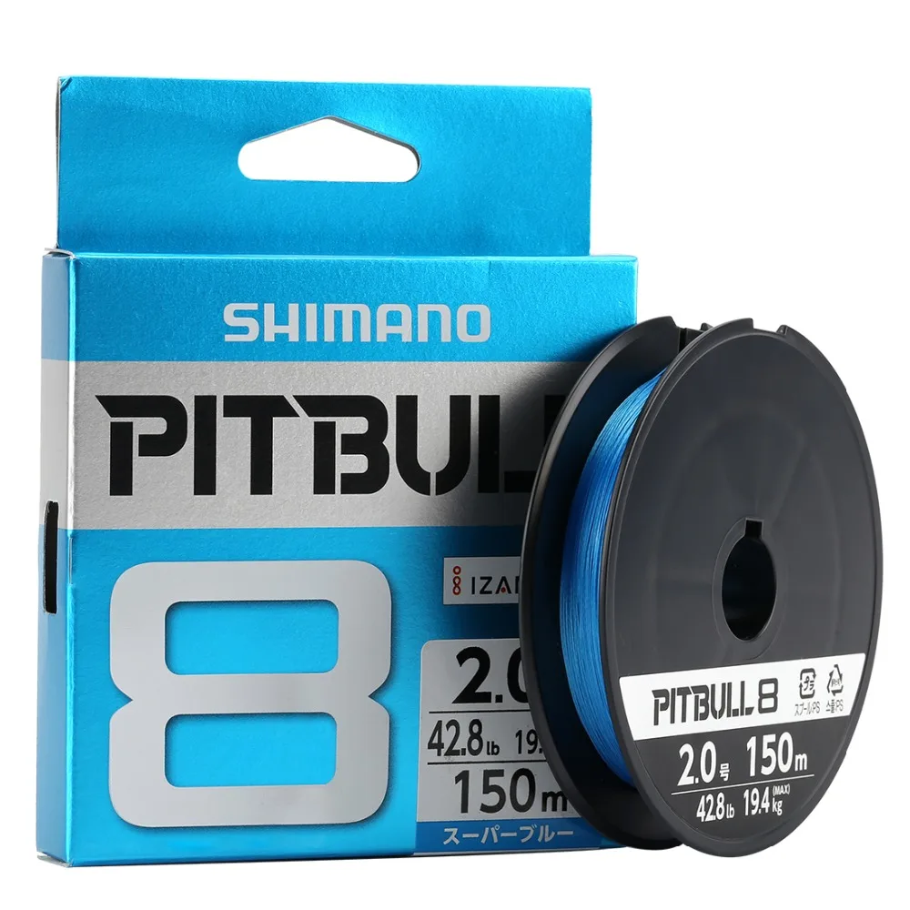 100% Original SHIMANO PITBULL X8 X12 Braided Fishing Line PE 150M 200M  Green Blue Made in Japan 0.6# 0.8# 1.0# 1.2# 1.5# 2.0#