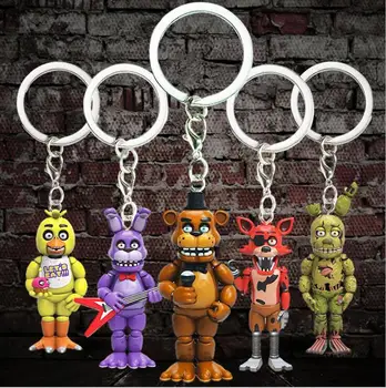 

5PCS/Lot Fnaf Keychain Game Five Nights At Freddy Keychain Figures Toys Set Bonnie Foxy Plastic Bear Fazbear FNAF Key Chain Ring