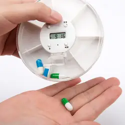 Новый Умный лекарство напоминания 7 слотов круглый электронный сроки медицина коробка портативный пожилых прозрачный pill