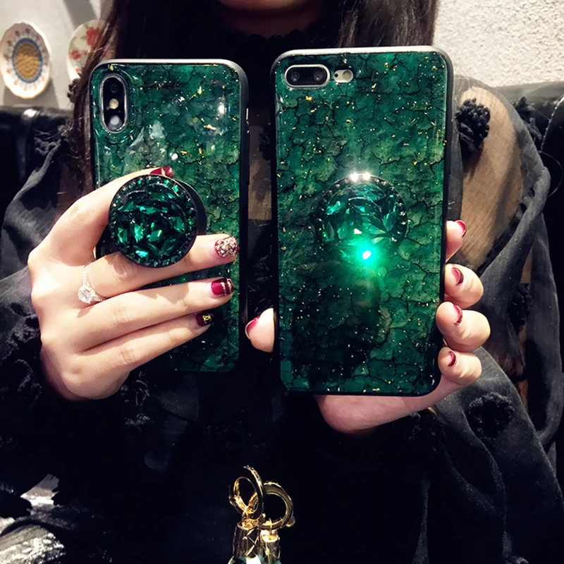 

DIY Marble palace Glitter Crystal Bracket Phone Case For Samsung S8 S9 Plus Note10 Pro For iphone 11 Pro MAX 7 6 8Plus XS MAX XR